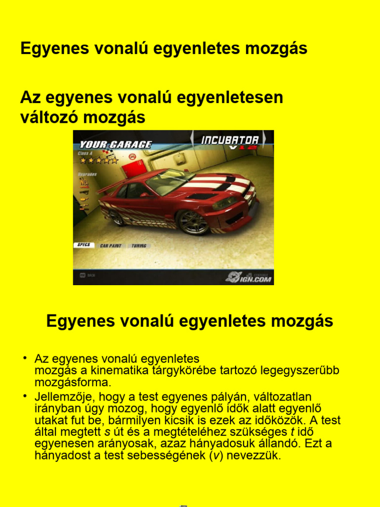 Egyenes Vonálú Egyenletes És Egyenletesen Változó Mozgás | PDF