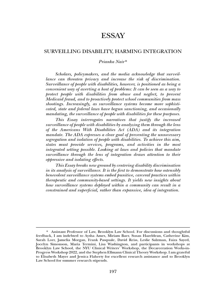 Surveillance and Disability Integration Issues | PDF | Disability ...