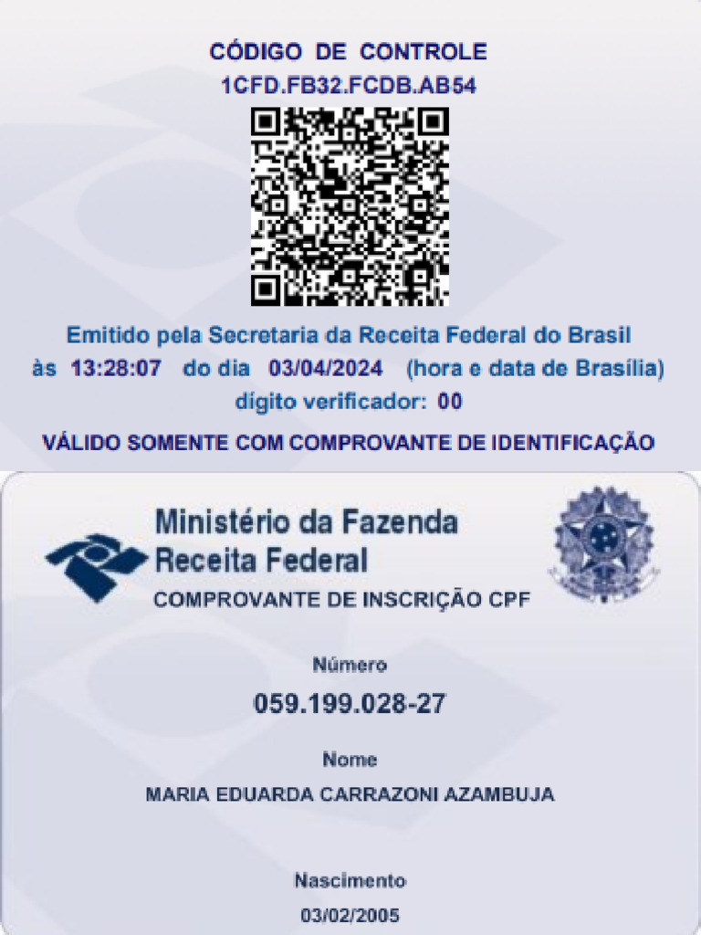 COMPROVANTE DE INSCRIÇÃO CPF | PDF