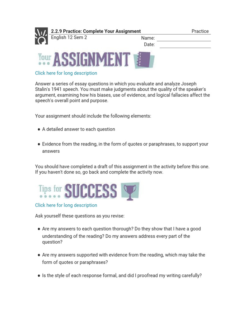 2.2.9 Practice - Complete Your Assignment (Practice) | PDF | Joseph ...