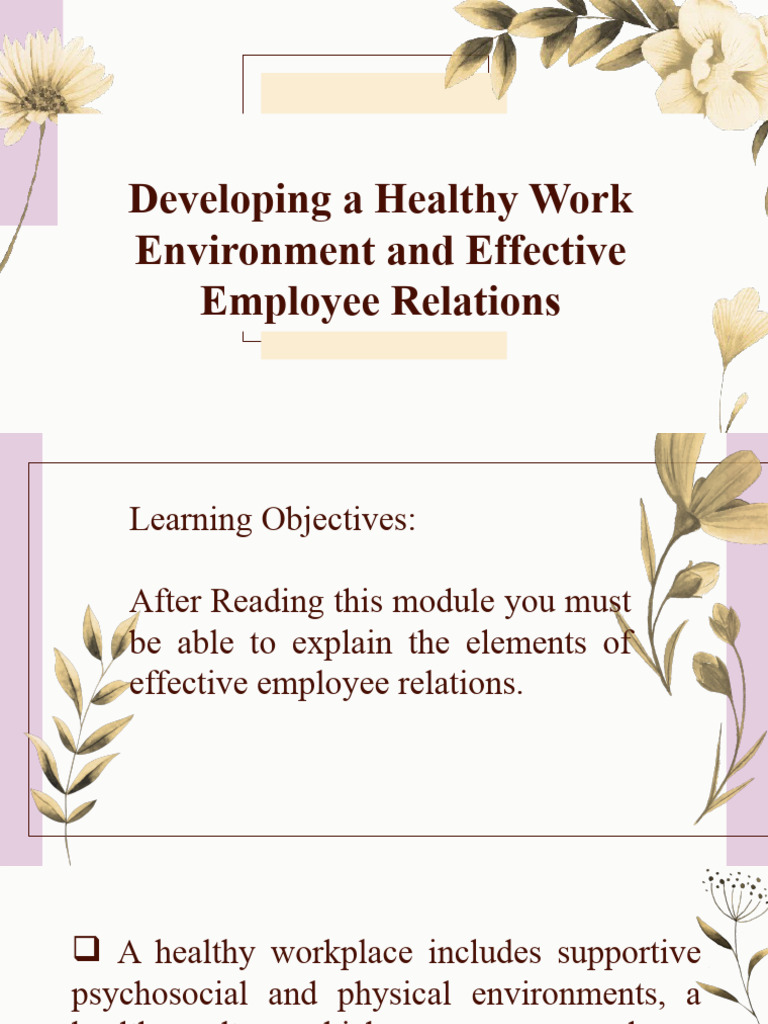 Healthy Work Environment Essentials | PDF | Employment | Harassment