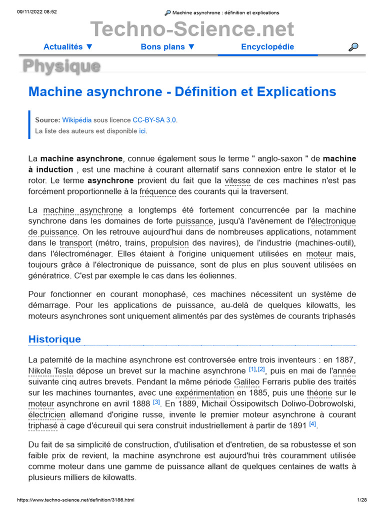 Définition de la machine asynchrone | PDF | Générateur électrique ...