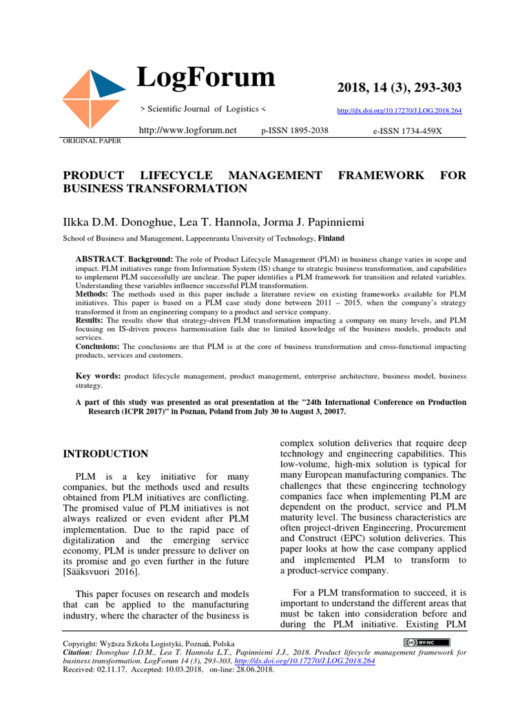 Product Lifecycle Management Framew | PDF | Business