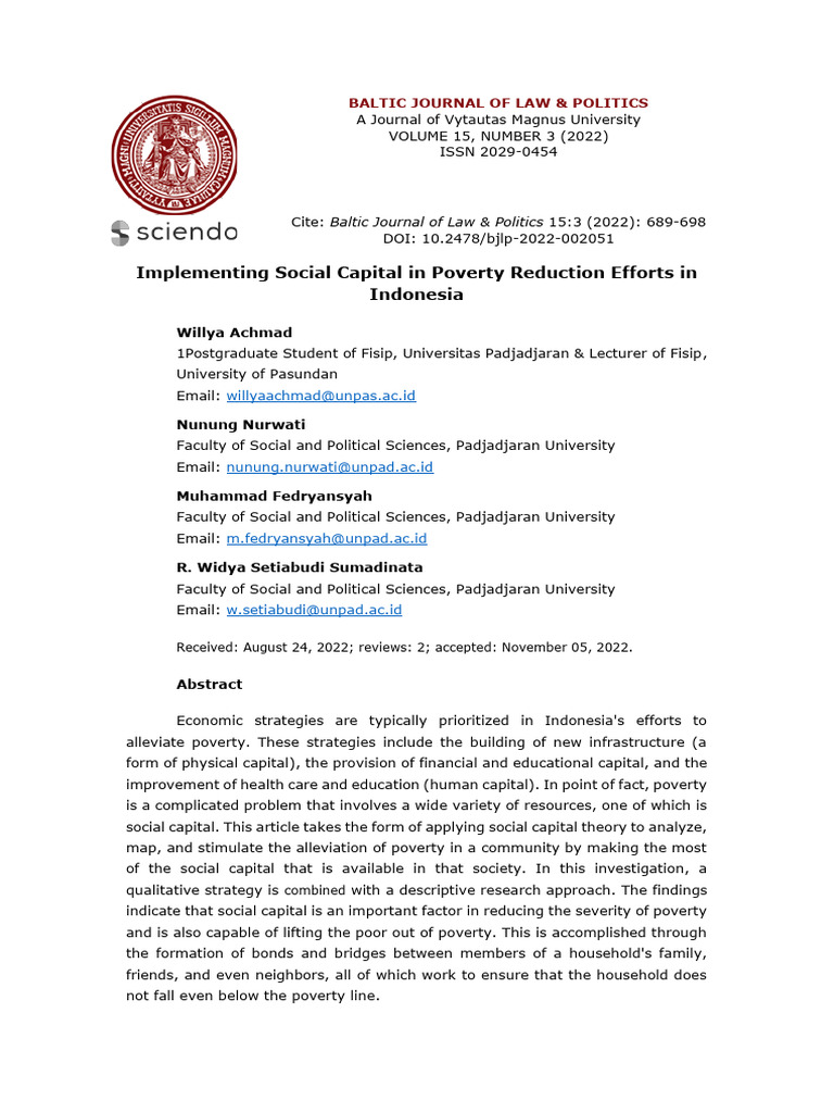 Social Capital's Role in Poverty Reduction | PDF | Social Capital | Poverty