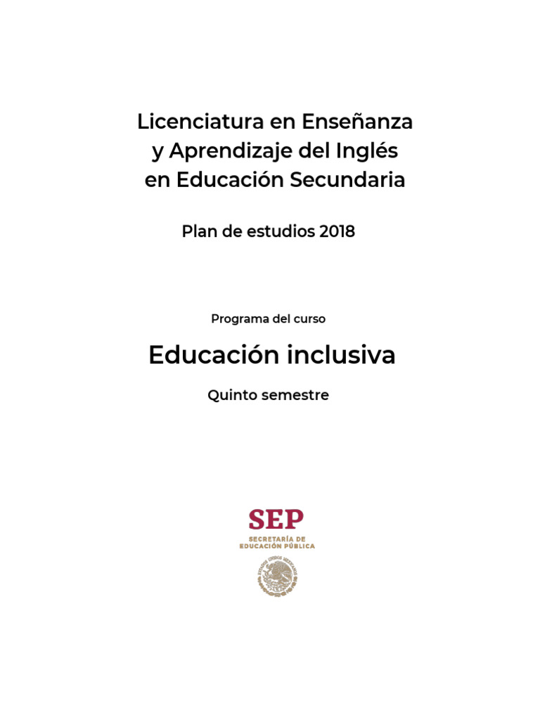 Educación Inclusiva en Inglés Secundaria | PDF | Plan de estudios ...