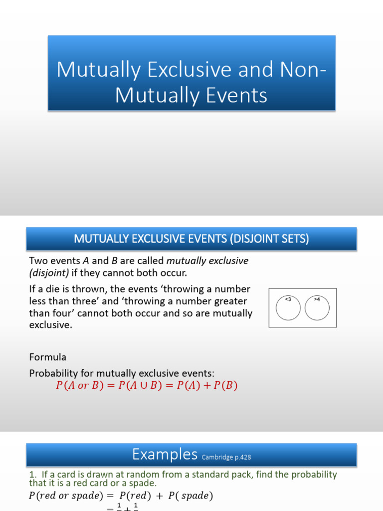 Understanding Mutually Exclusive Events | PDF