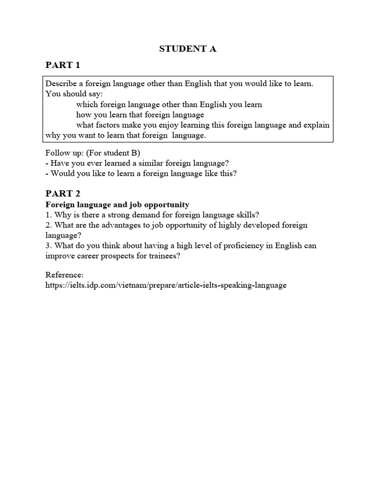 Speaking Test Pair 2 Pdf