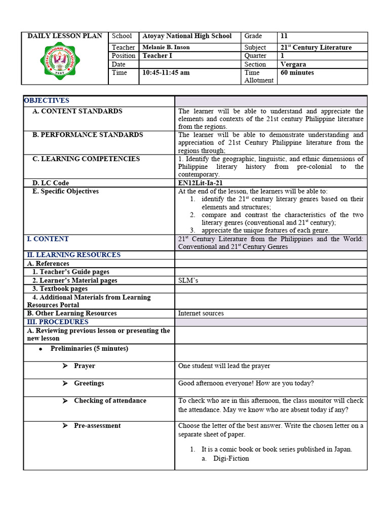 Introduction To World Literature Lesson Plan