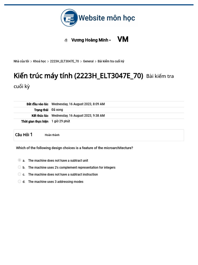 Final Exam: Computer Architecture Quiz | PDF | Cpu Cache | Computer ...