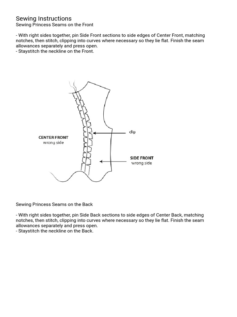 Sewing Instructions | PDF | Seam (Sewing) | Sewing