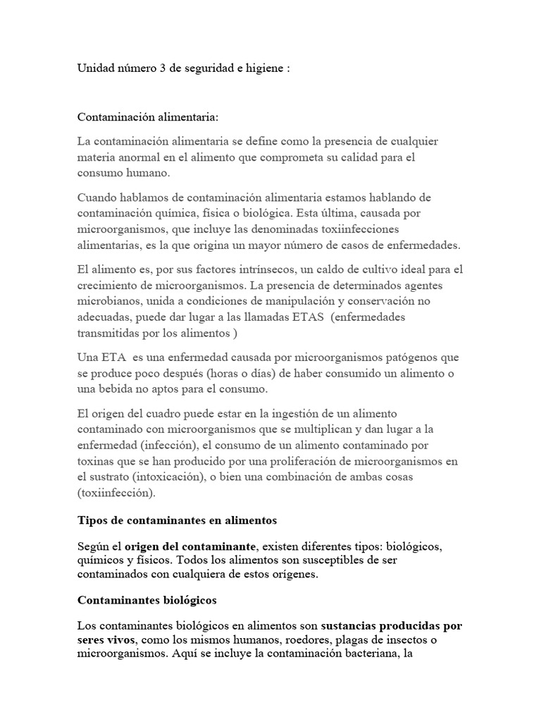 Contaminación Alimentaria: Tipos y Prevención | PDF | Enfermedades ...