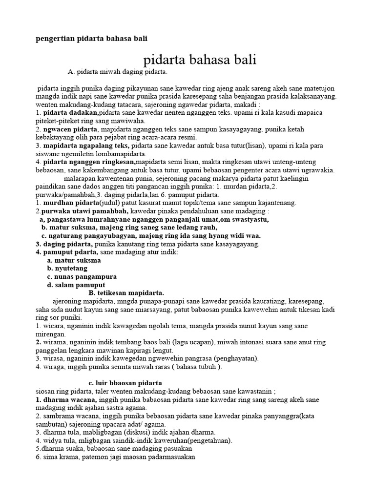 Pengertian Pidarta Bahasa Bali PDF