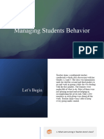 Managing Students Behavior