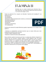 Las vitaminas B son nutrientes que su cuerpo necesita para funcionar bien y mantenerse sano. Hay 8 tipos diferentes. Una prueba de vitamina B revisa el nivel de una o más vitaminas B en su muestra