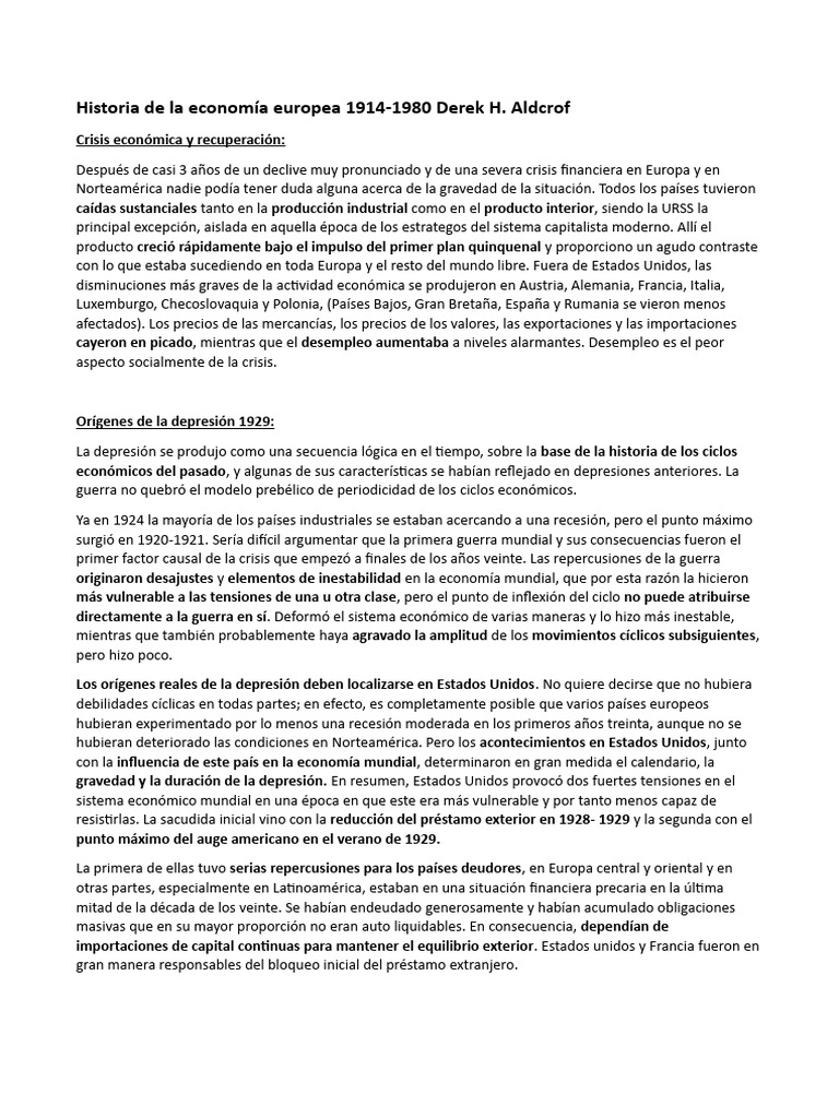 Historia de La Economía Europea Cap 3 - Derek Aldcroft | PDF | Estándar ...