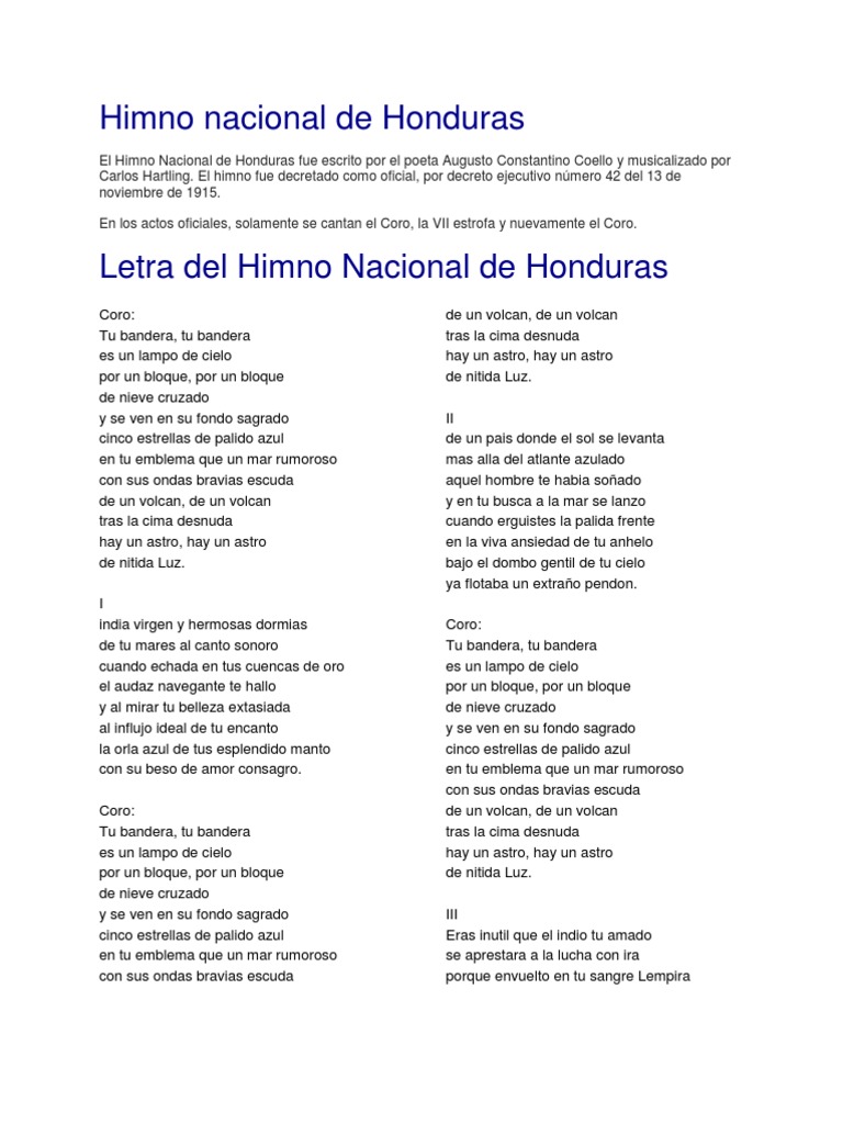 Himno Nacional de Honduras | Cristobal colon | Francia
