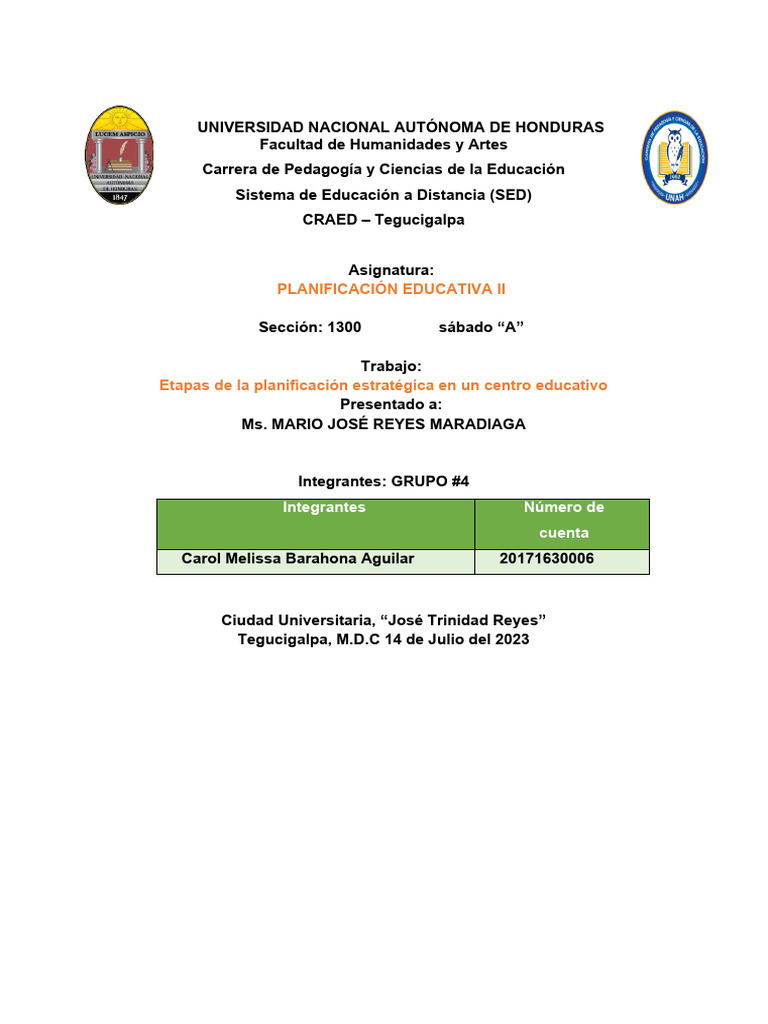 Etapas De La Planificación Estratégica Pdf Planificación