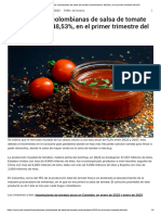 Importaciones Colombianas de Salsa de Tomate Incrementaron 48,53%, en El Primer Trimestre Del Año
