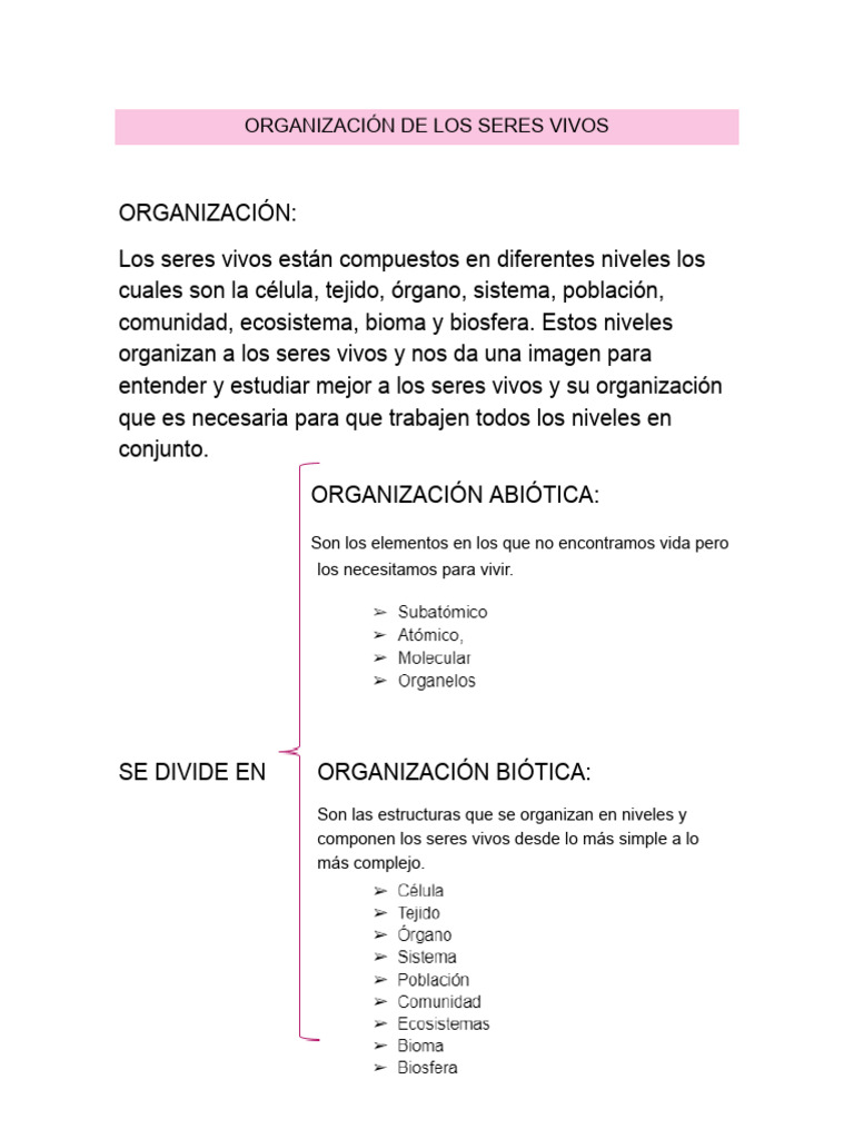 Clase No. 1 Organización de Los Seres Vivos | PDF | Ciencia y matemáticas