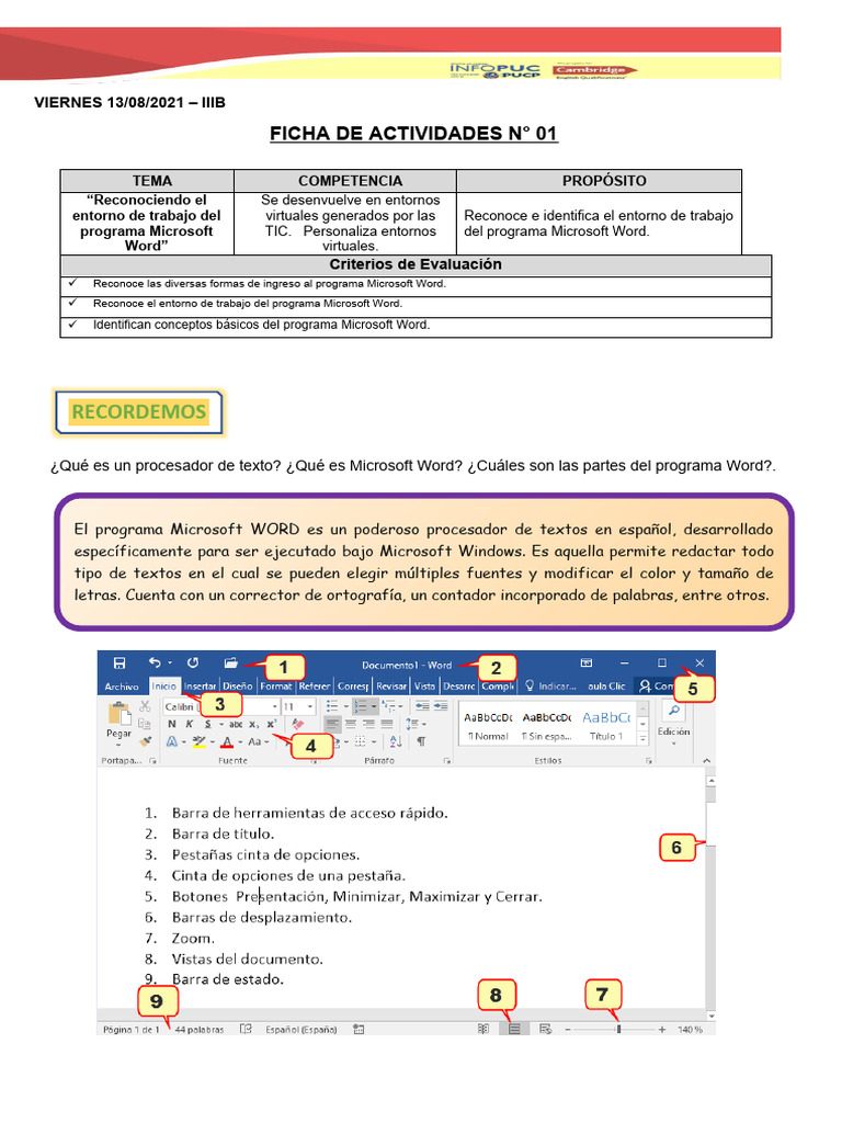 Entorno de Trabajo en Microsoft Word | PDF | Microsoft | Procesador de ...