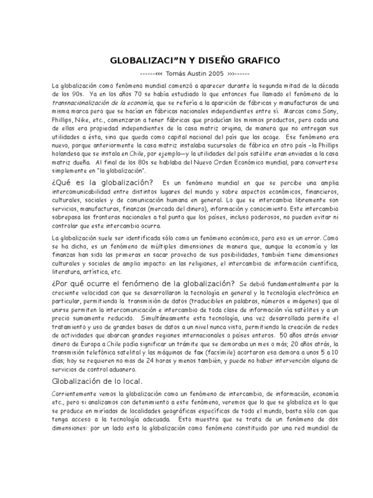 GlobalizaciÓn y DiseÑo Grafico