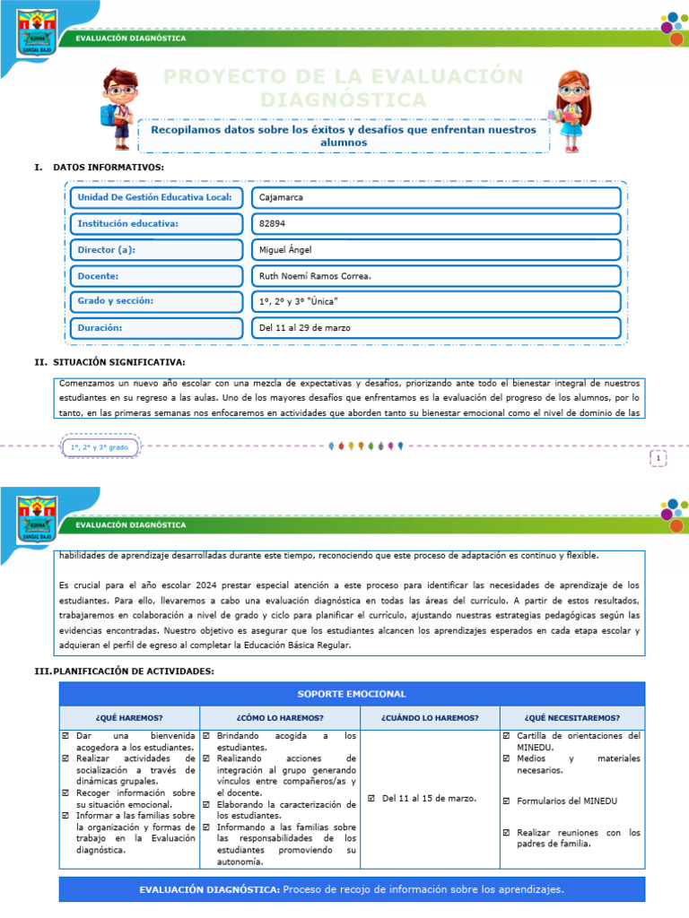 Proyecto de Evaluación Diagnóstica 2024 | PDF | Evaluación | Plan de ...