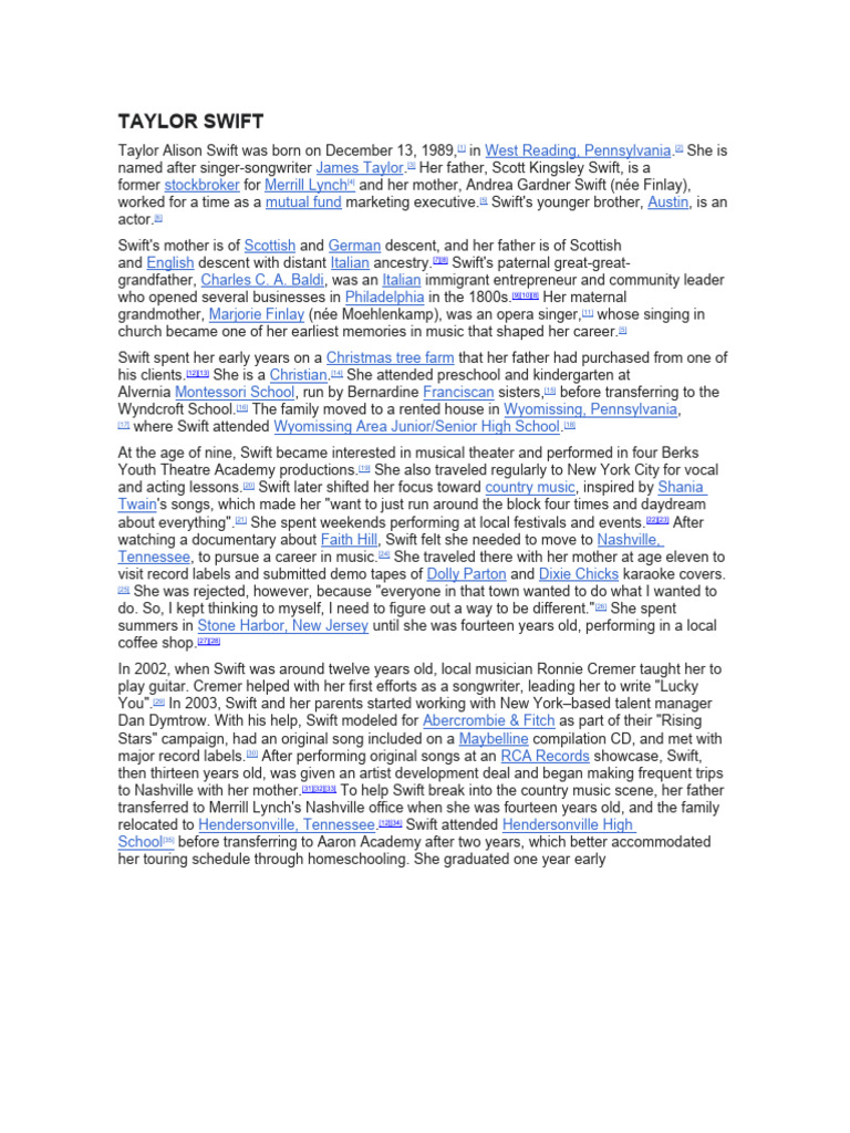 Taylor Swift Pdf