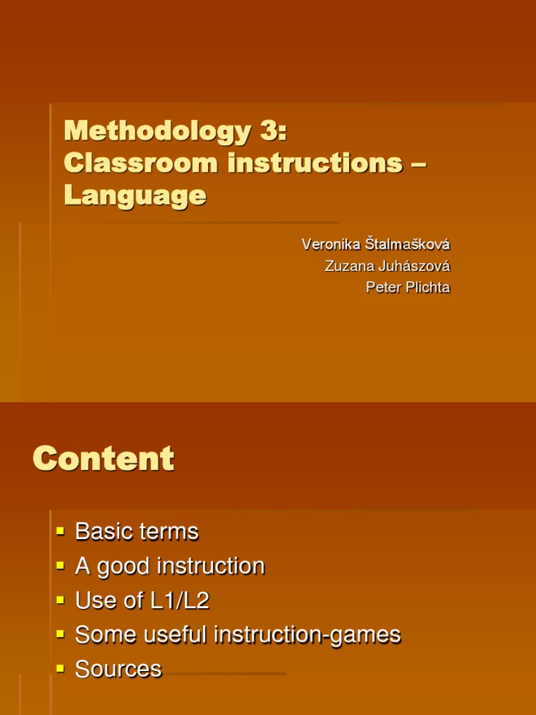 Classroom Instructions PDF Second Language First Language