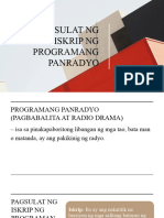 Pagsulat NG Iskrip NG Programang Panradyo Grade 8