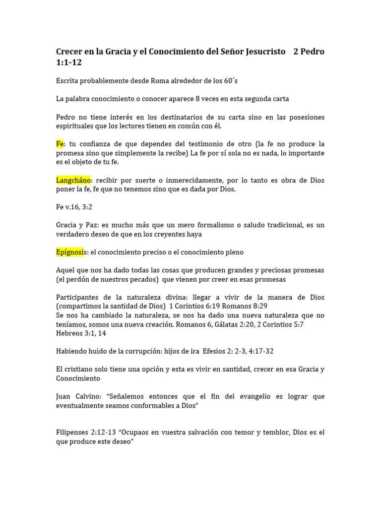 Crecer en Gracia y Conocimiento de Dios | PDF | Gracia divina | Jesús