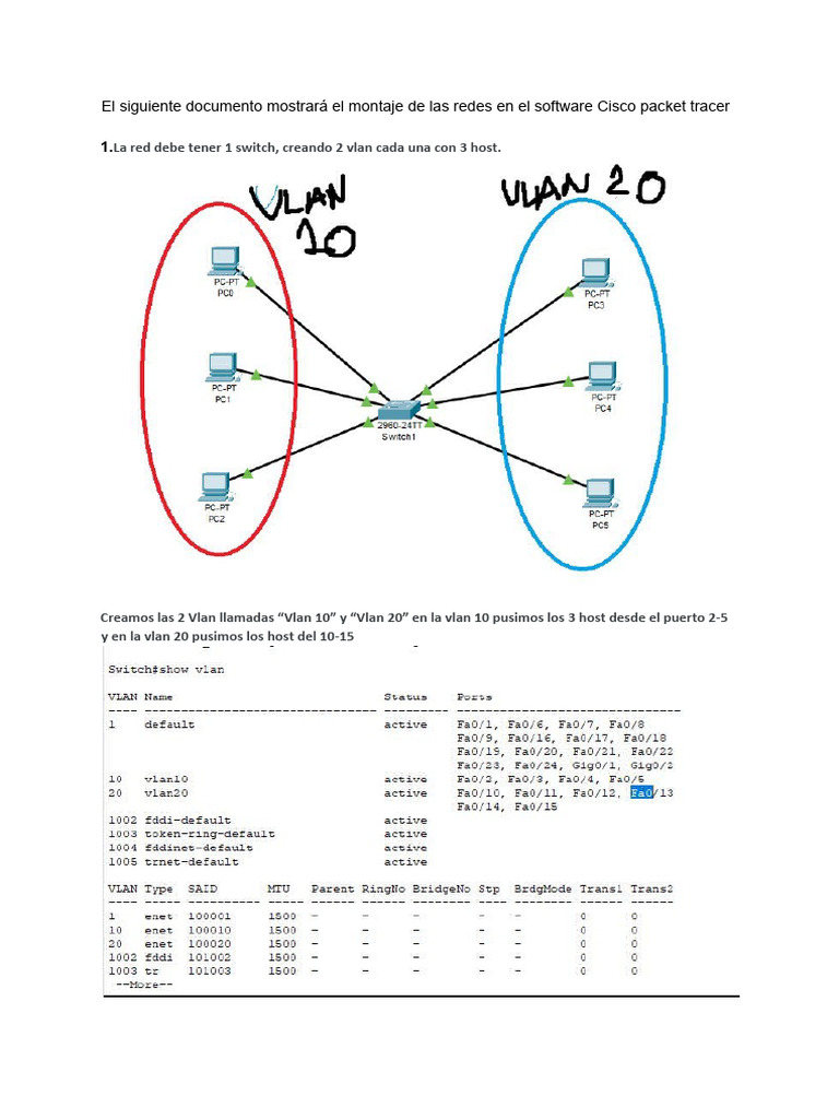 Montaje de Redes en Cisco Packet Tracer | PDF | Conmutador de red ...