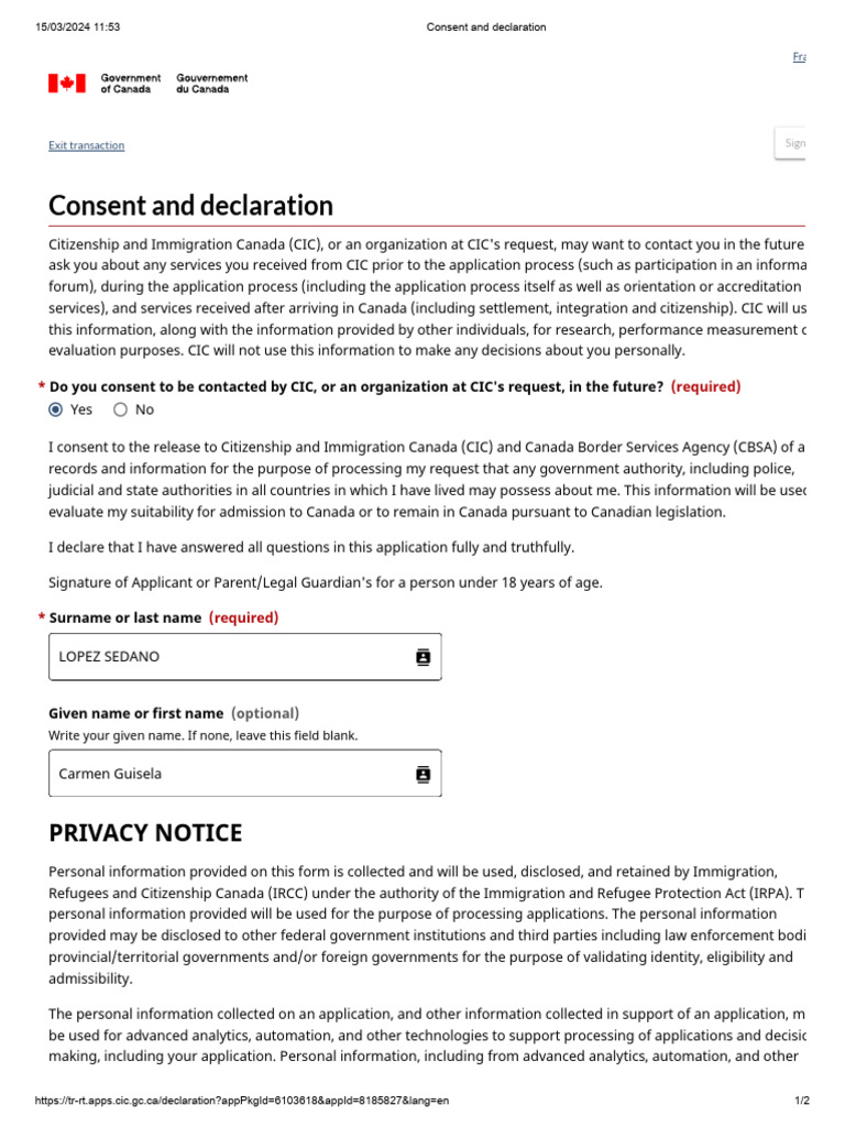 CIC Consent and Declaration Form | PDF | Justice | Crime & Violence