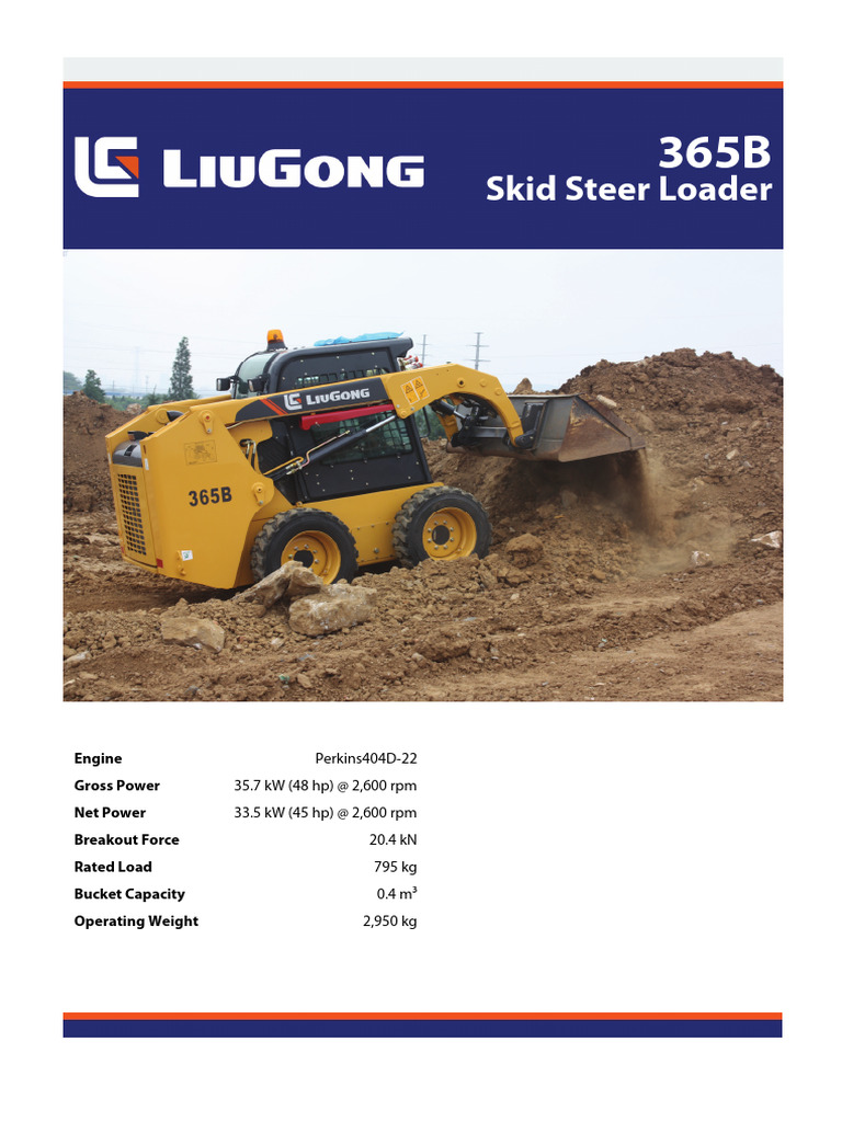 Skid Steer Loader Engine Gross Power Net Power Breakout Force Rated