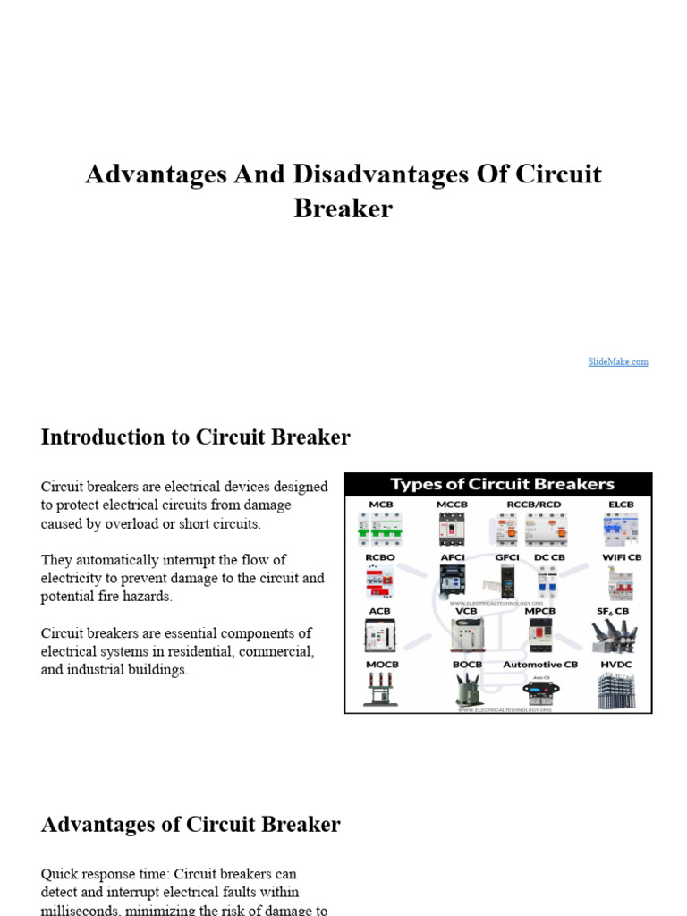 Advantages and Disadvantages of Circuit Breaker | PDF | Fuse ...