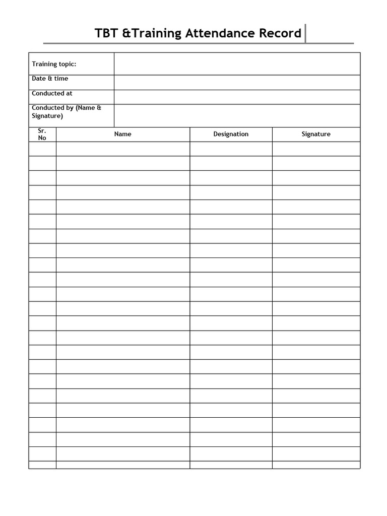 TBT & Training & Attendence Record | PDF