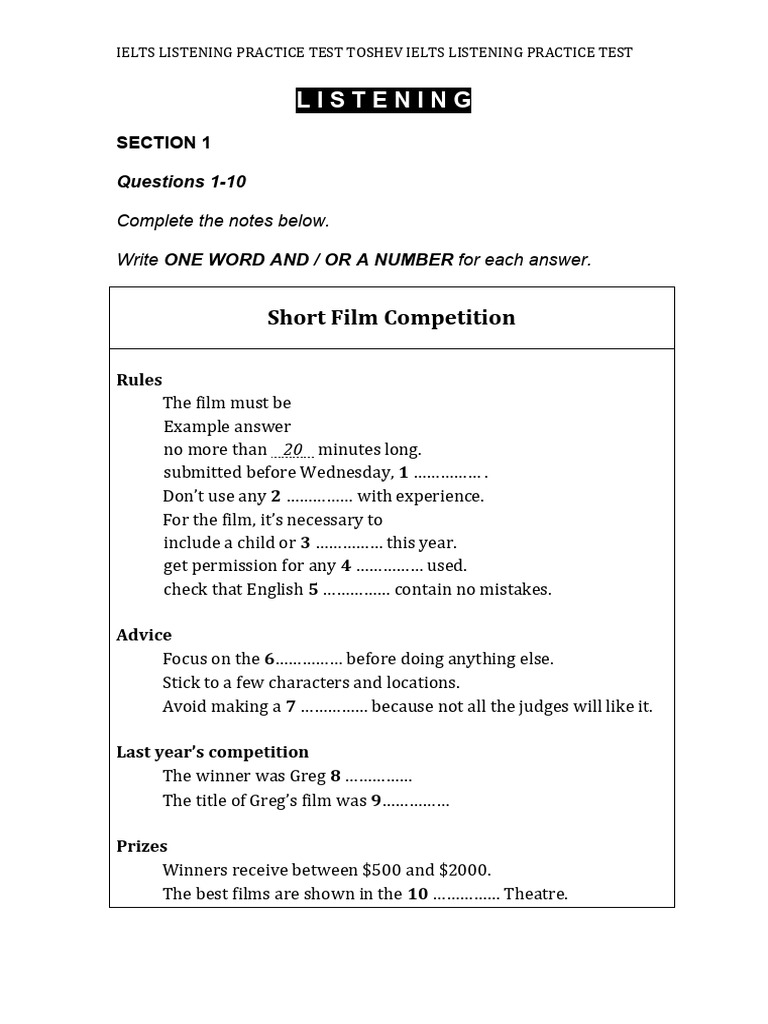 Listening Section-For Print | PDF | International English Language ...