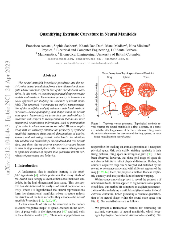 Quantifying Extrinsic Curvature In Neural Manifolds | PDF | Manifold ...