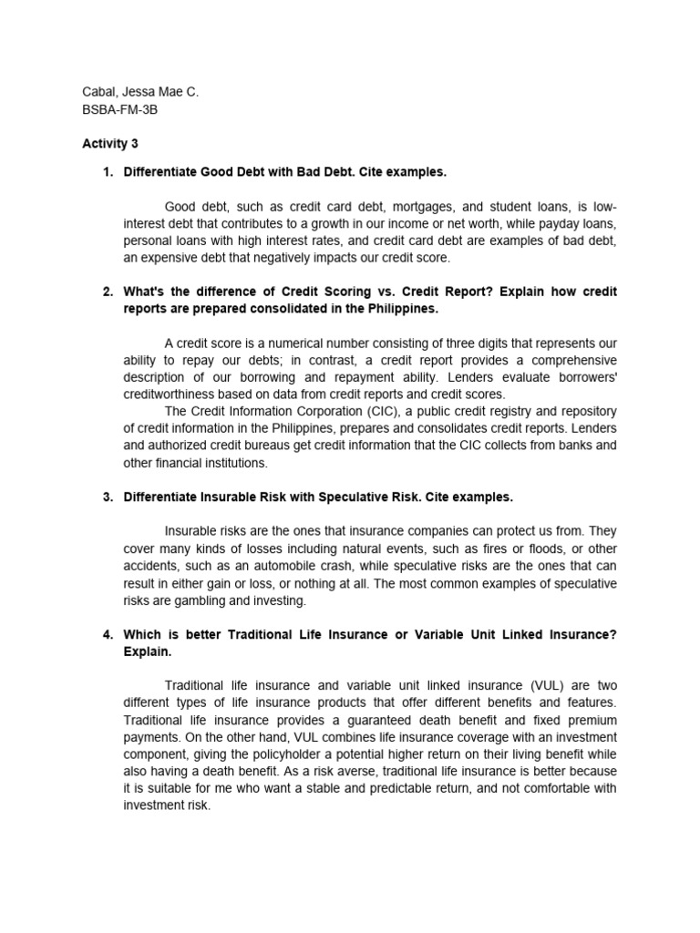 Act 3 | PDF | Finance & Money Management | Credit