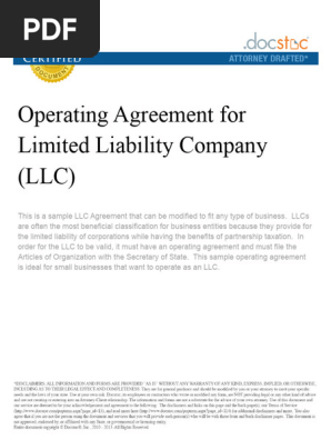 _Operating Agreement for LLC