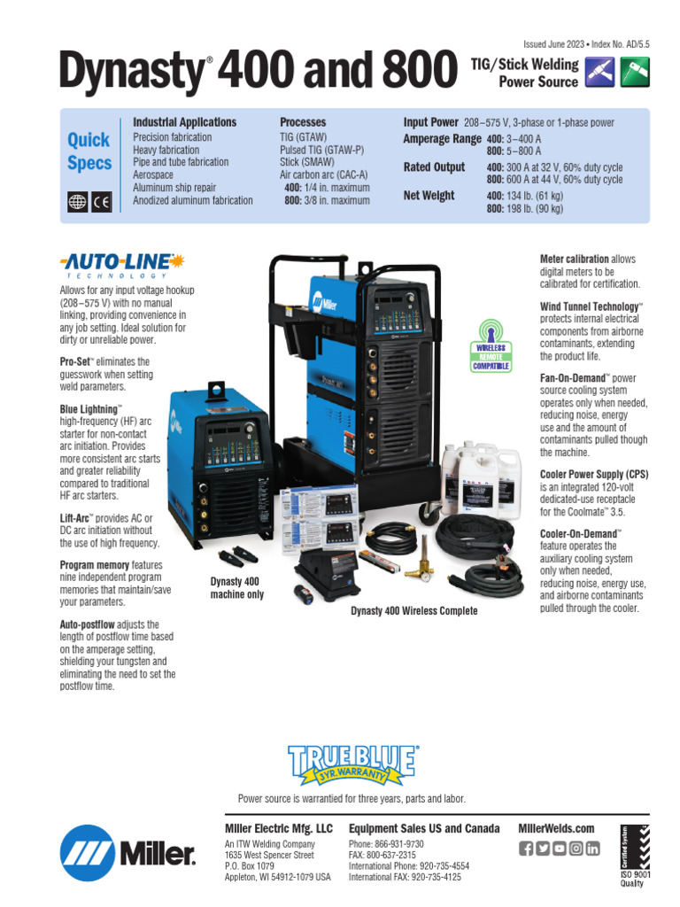 AD55 Dynasty 400 and 800 English | PDF | Welding | Construction