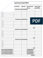Turnover Format For A Company To Cal Data