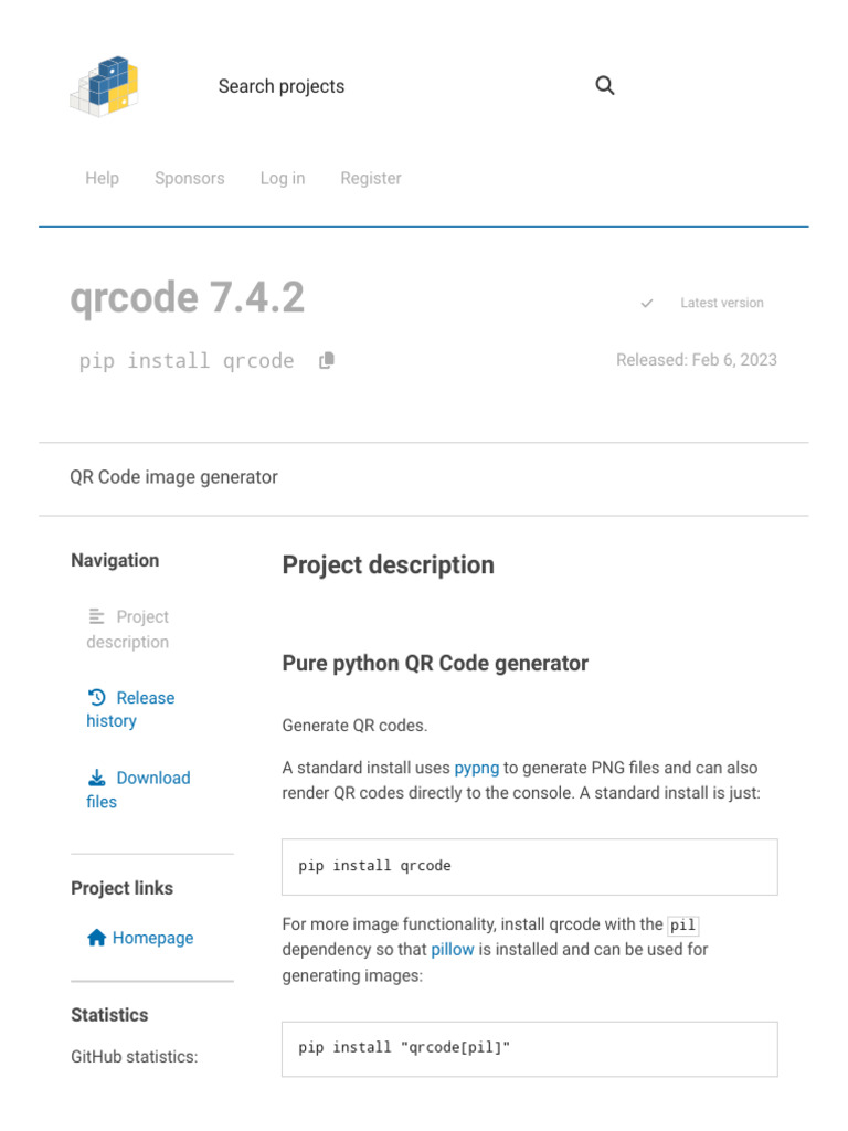 Qrcode PyPI | PDF | Qr Code | Python (Programming Language)
