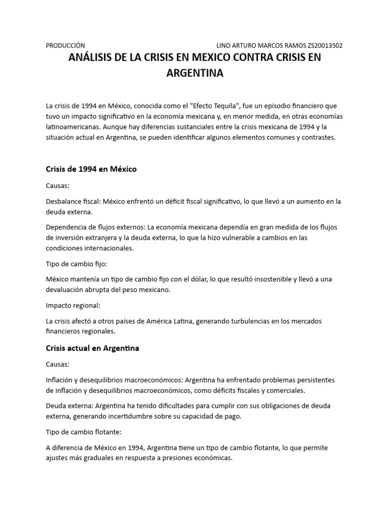 Análisis de La Crisis en Mexico Contra Crisis en Argentina | PDF | Tipo ...