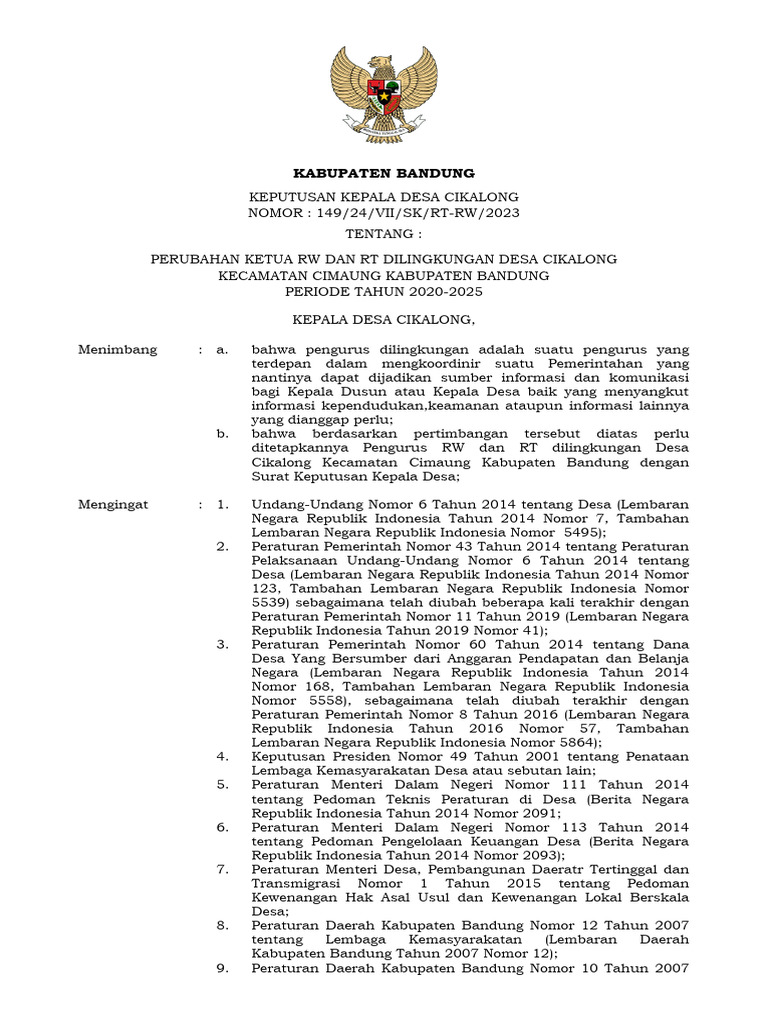 24 SK Tentang Pengangkatan Ketua RW Dan RT | PDF