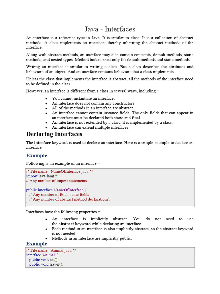 Java interfaces EN | PDF | Class (Computer Programming) | Method ...