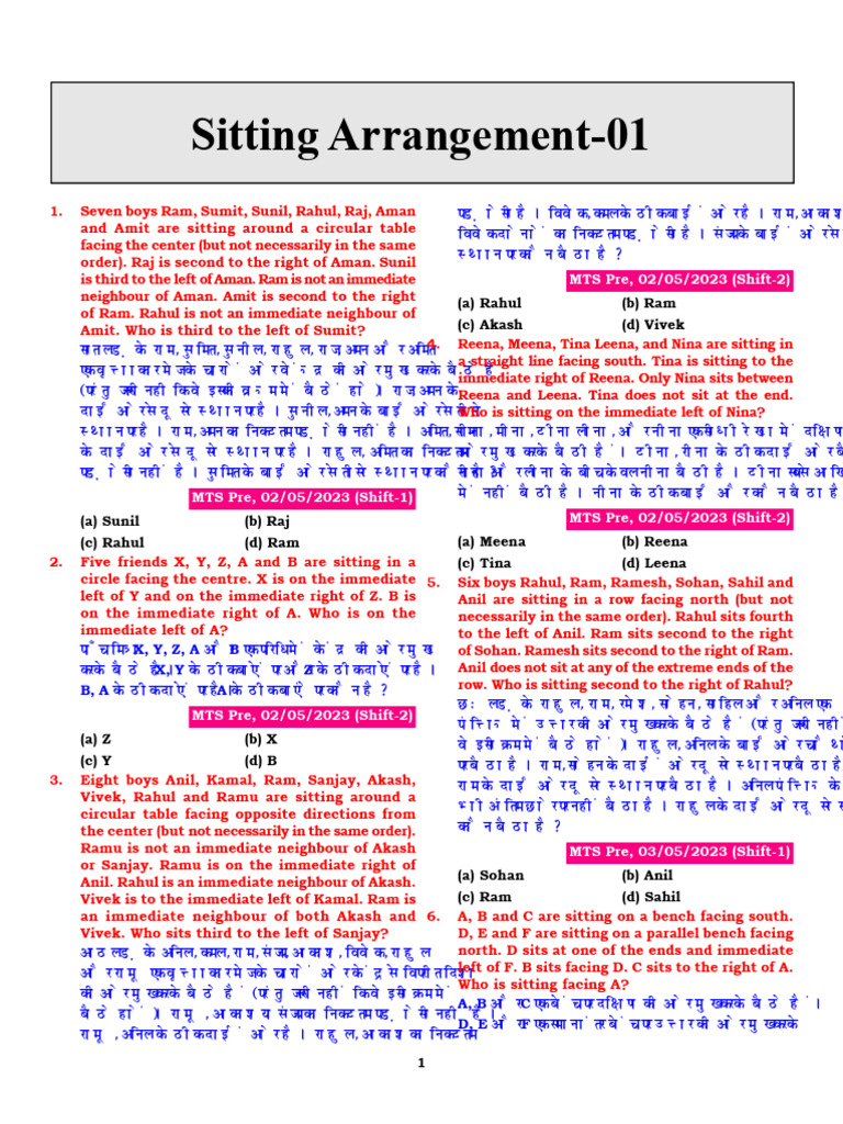 Circular Seating Arrangement Problems | PDF