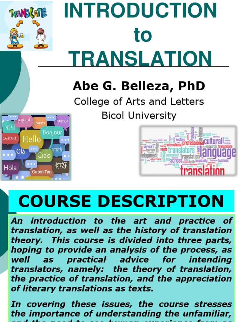 Introduction To Translation Pdf Translations Theory