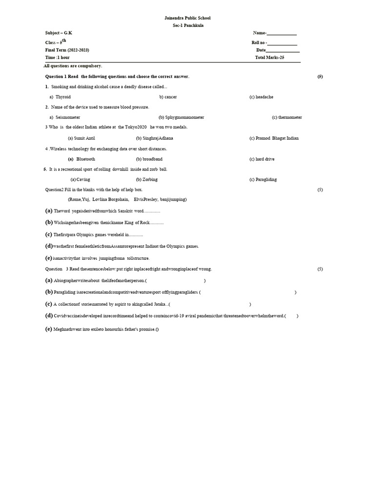 Time Table Class 5