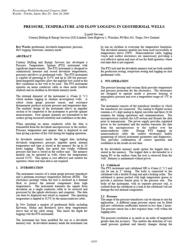 Isothermal Profiles in Geothermal Wells | PDF | Instrumentation ...