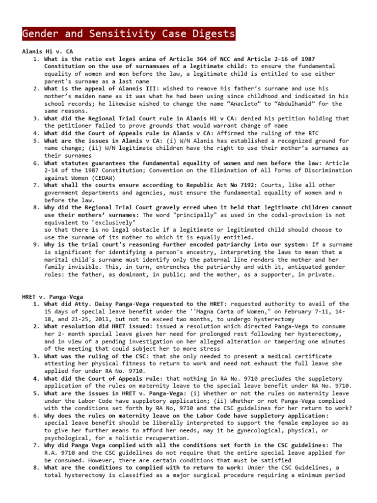 Gender Equality and Name Change Cases | PDF | Cost Of Living | Rape